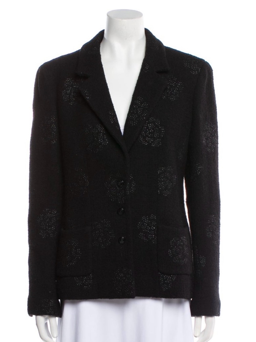 CHANEL Black Wool Tailored Blazer Jacket
